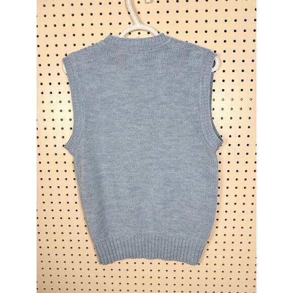 Vintage Laurentien Light Blue Cable Knit V-Neck Sweater Vest mens - Picture 2 of 4